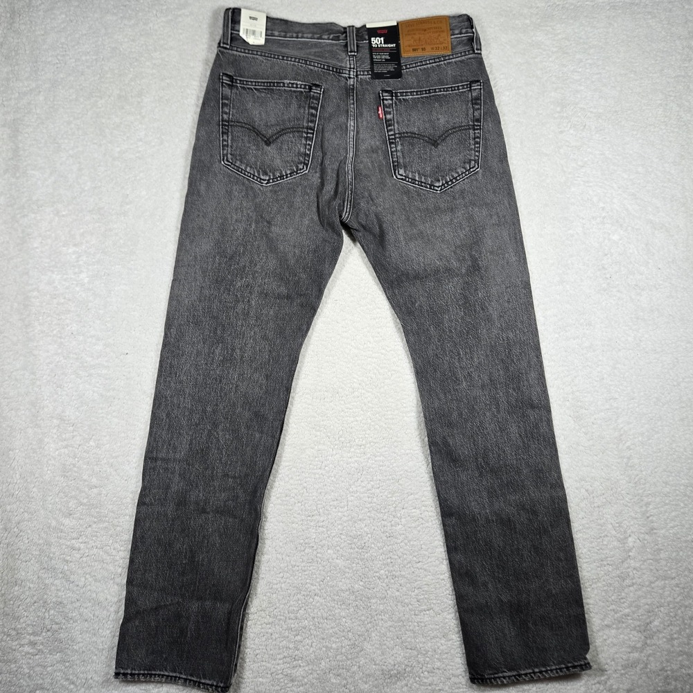 Levis Premium Selvedge 501 93 Straight Jeans Mens 32x32 Faded Black Gray Denim - Picture 7 of 10